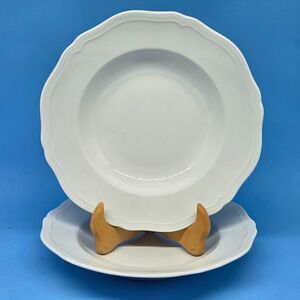 Richard Ginori BLBB All White Scalloped Rimmed 9 1/4" Soup Bowls Bundle of 2